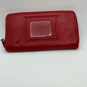 5315-PTT Red PU Leather Zip Around Clutch Wallet New No Tags